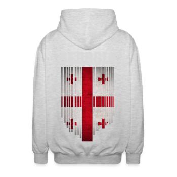 Flagge Georgiens, Georgischer Stolz - Unisex Kapuzenjacke - Hellgrau meliert - Hinten - AI Model Male 185 light (185cm)