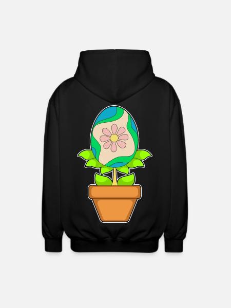 Plant Easter Easter Egg - Unisex Hooded Jacket - black