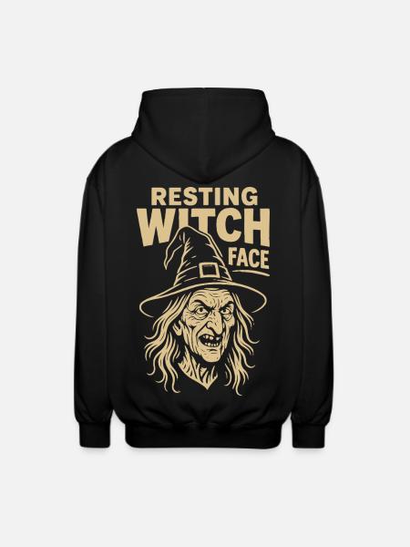 Resting Witch Face Halloween Costume Fun - Unisex Hooded Jacket - black