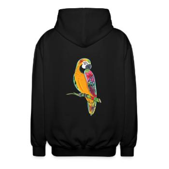 Papagei - Unisex Kapuzenjacke - Schwarz - Hinten - AI Model Male 185 light (185cm)