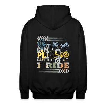 Trial bike saying - Unisex Hooded Jacket - black - Back - AI Model Male 185 light (185cm)