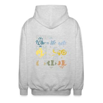 Trial bike saying - Unisex Hooded Jacket - light heather grey - Back - AI Model Male 185 light (185cm)