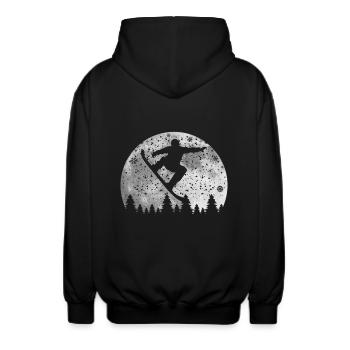 Snowboarding - Unisex Kapuzenjacke - Schwarz - Hinten - AI Model Male 185 light (185cm)