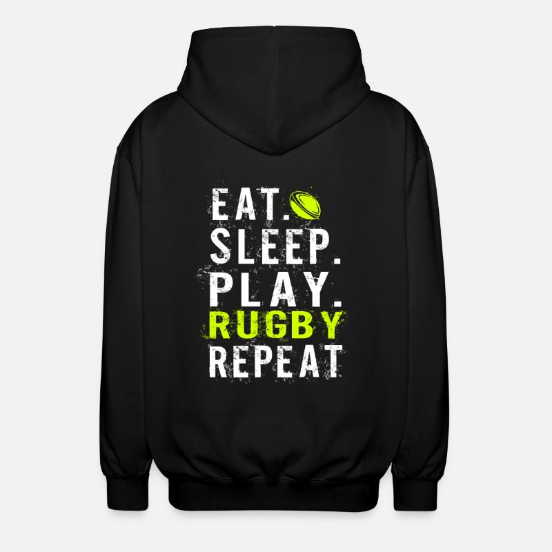 Eat sleep Rugby - Veste à capuche unisexe - noir
