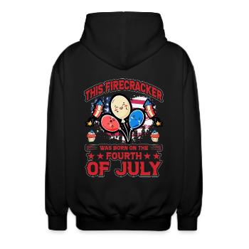 Ce pétard est né le quatre juillet - Veste à capuche unisexe - noir - Dos - AI Model Male 185 light (185cm)