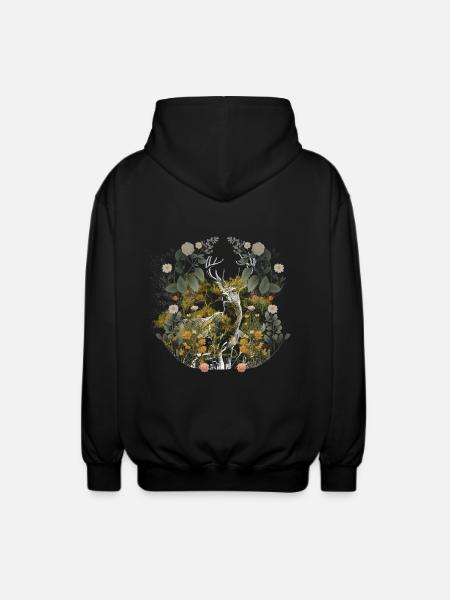 Forest Animals Deer Moose Sweden Wild Forest Nature - Unisex Hooded Jacket - black