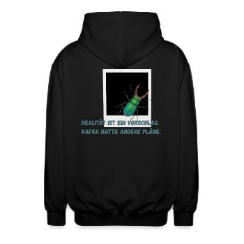 Realität ist ein Vorschlag. Kafka hatte andere ... - Unisex Kapuzenjacke - Schwarz - Hinten - AI Model Male 185 light (185cm)