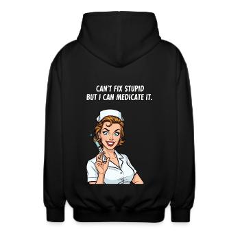 La stupidité peut être résolue médicalement ! Infirmière Fun - Veste à capuche unisexe - noir - Dos - AI Model Male 185 light (185cm)