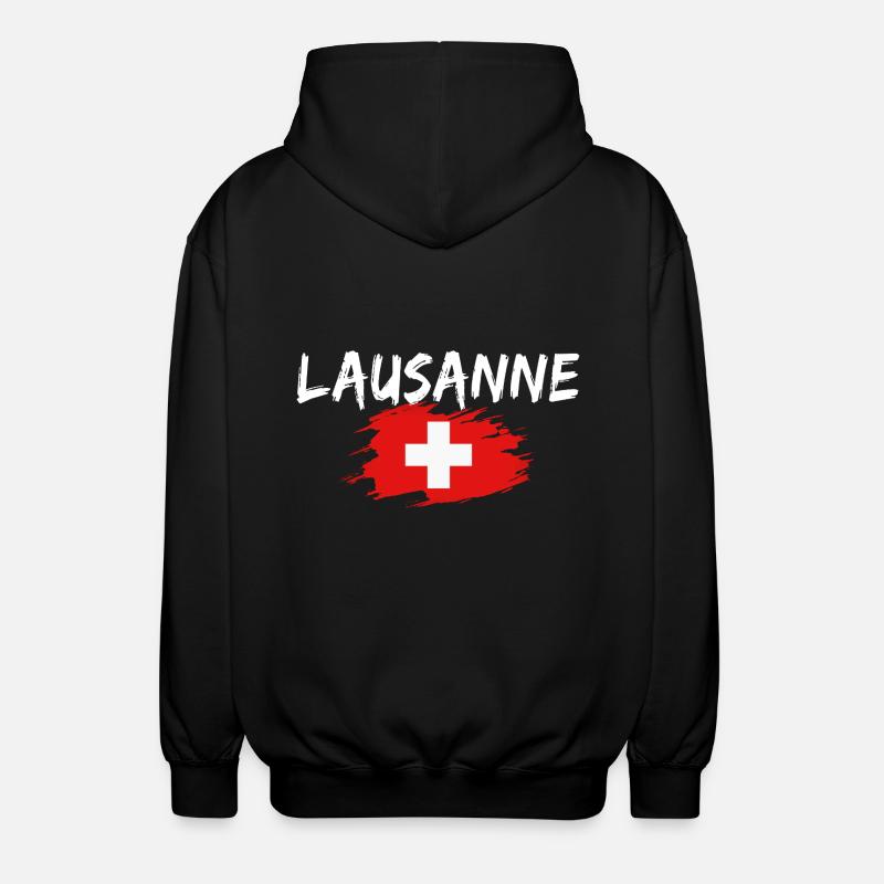 Lausanne Suisse Drapeau - Veste à capuche unisexe - noir