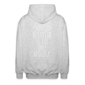 Changed Behavior Is The Only Apology Achtsamkeit - Unisex Kapuzenjacke - Hellgrau meliert - Hinten - AI Model Male 185 light (185cm)