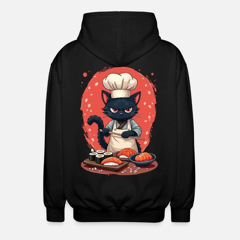 Sushi Chef Katze - Unisex Kapuzenjacke - Schwarz