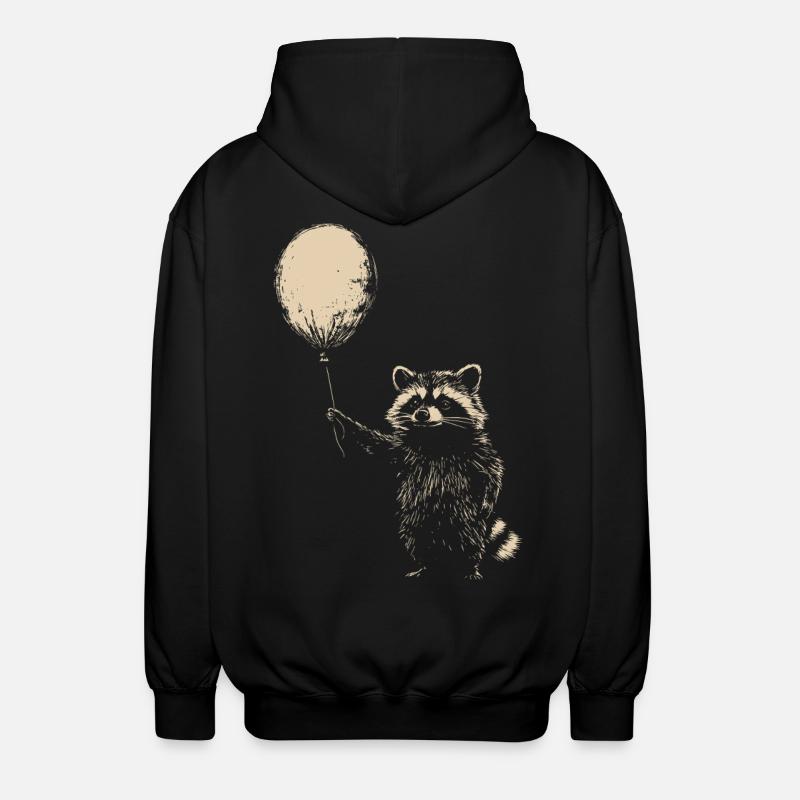 Waschbär mit Luftballon - Unisex Kapuzenjacke - Schwarz