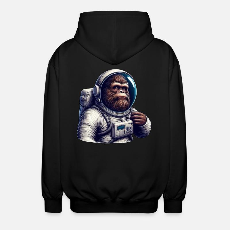 Gorilla astronaut in space - Unisex Hooded Jacket - black