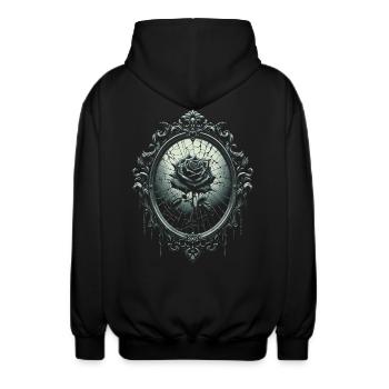 Rose avec miroir brisé - Gothique - Veste à capuche unisexe - noir - Dos - AI Model Male 185 light (185cm)