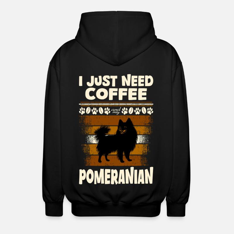 Pomeranian coffee - Unisex Hooded Jacket - black