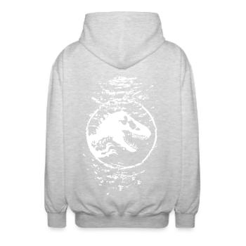 Logo Jurassic World avec T-Rex sous-marin en blanc - Veste à capuche unisexe - gris clair chiné - Dos - AI Model Male 185 light (185cm)