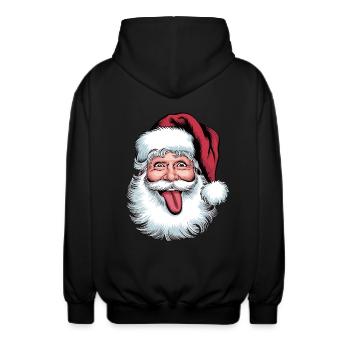 Père Noël Drôle Visage Langue Sortante - Veste à capuche unisexe - noir - Dos - AI Model Male 185 light (185cm)
