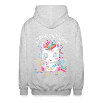 Unicorn Costume Carnival Confetti Streamers - Unisex Hooded Jacket - light heather grey - Back - AI Model Male 185 light (185cm)