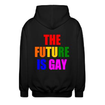 the future is gay - Unisex Kapuzenjacke - Schwarz - Hinten - AI Model Male 185 light (185cm)