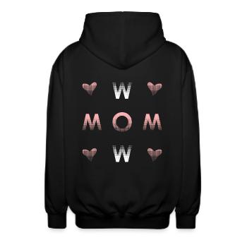 WOW MOM - Unisex Hooded Jacket - black - Back - AI Model Male 185 light (185cm)