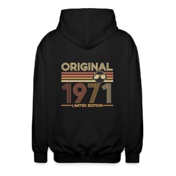 1971 - Unisex Kapuzenjacke - Schwarz - Hinten - AI Model Male 185 light (185cm)