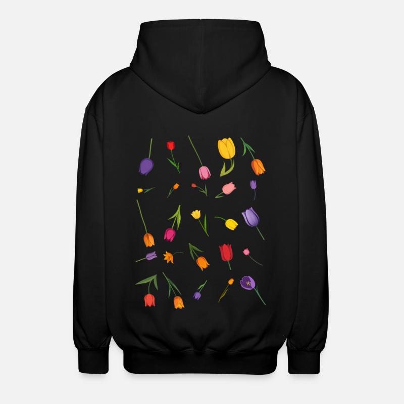 Blumen - Unisex Kapuzenjacke - Schwarz