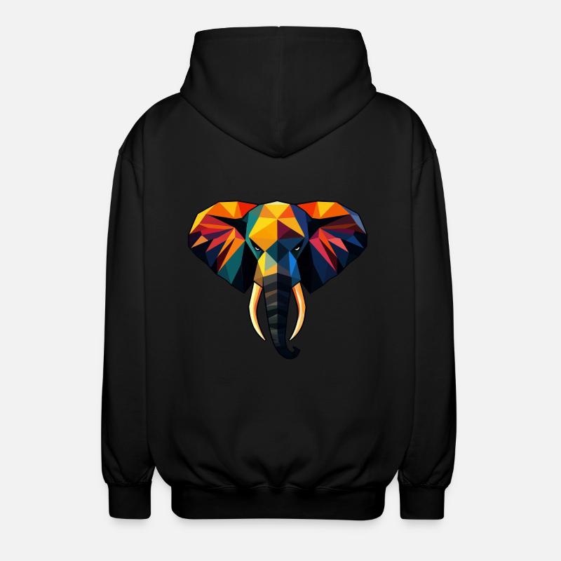 Elefant Low Poly Design - Unisex Kapuzenjacke - Schwarz