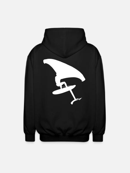Dynamic wingsurfer on the water - Unisex Hooded Jacket - black