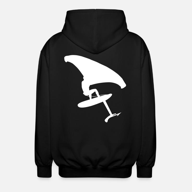 Dynamic wingsurfer on the water - Unisex Hooded Jacket - black