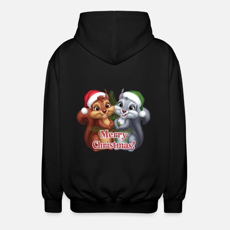 Merry Christmas Eichhörnchen Weihnachten süß - Unisex Kapuzenjacke - Schwarz