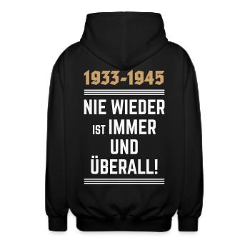 1933-1945 – Nie Wieder Ist Immer Und Überall! NEG - Unisex Kapuzenjacke - Schwarz - Hinten - AI Model Male 185 light (185cm)