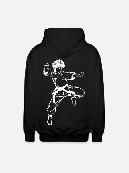 Karate Boy Sketch - Unisex Hooded Jacket - black