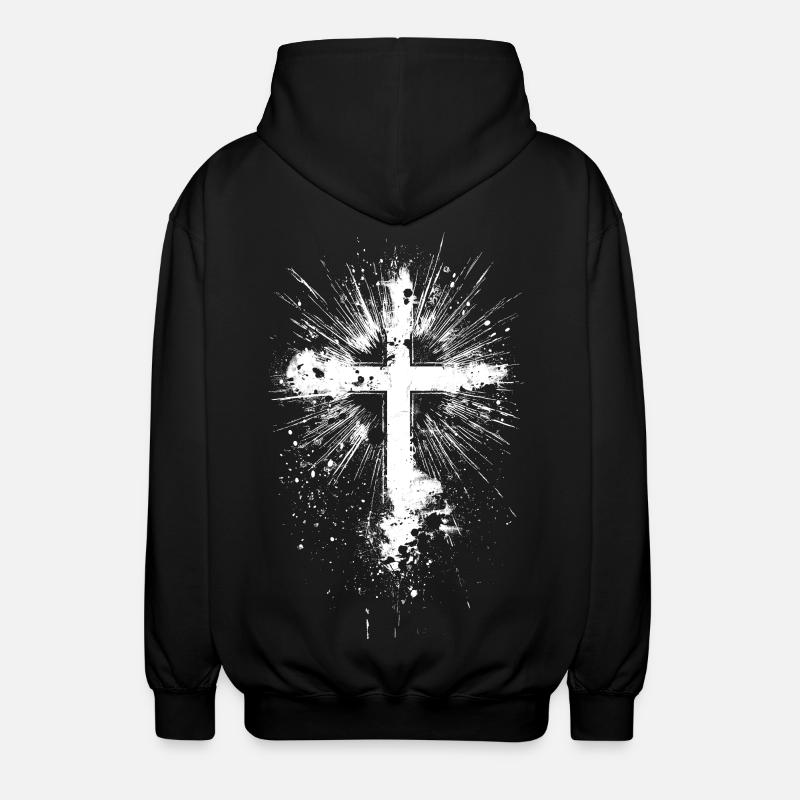 Croix blanche éclaboussée de peinture - Veste à capuche unisexe - noir