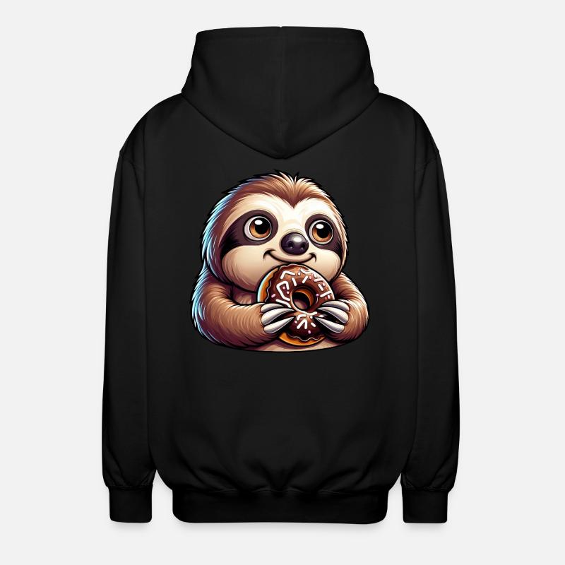 Sloth Cartoon Donut Candy Funny - Unisex Hooded Jacket - black