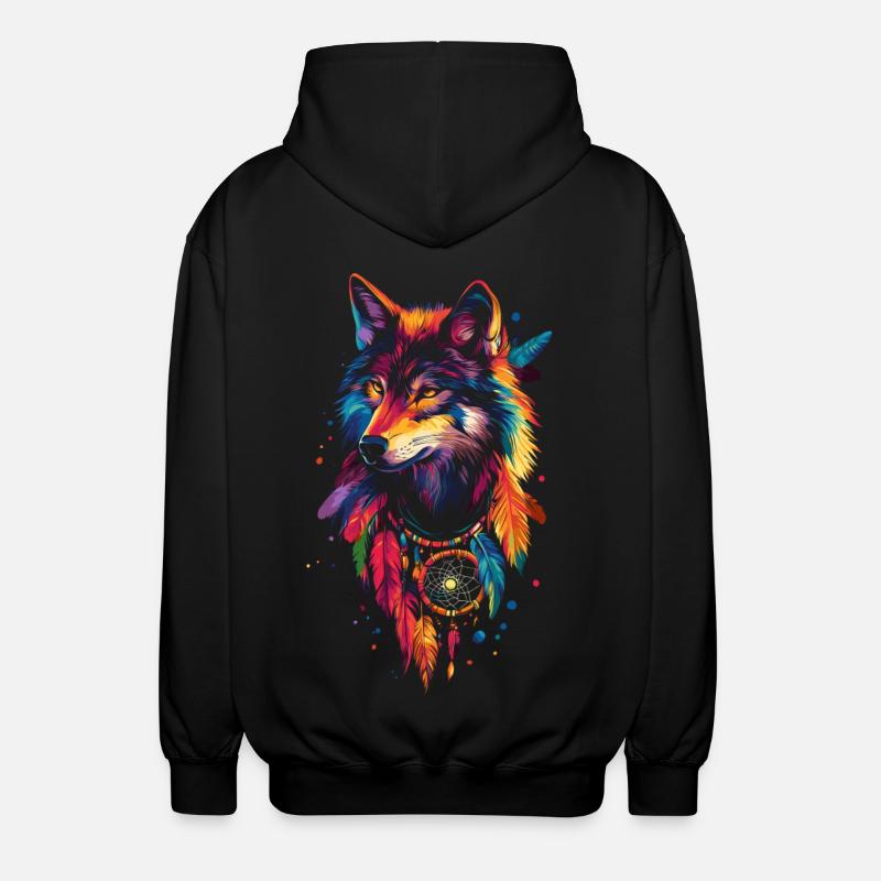 Wolf Traumfänger - Unisex Kapuzenjacke - Schwarz