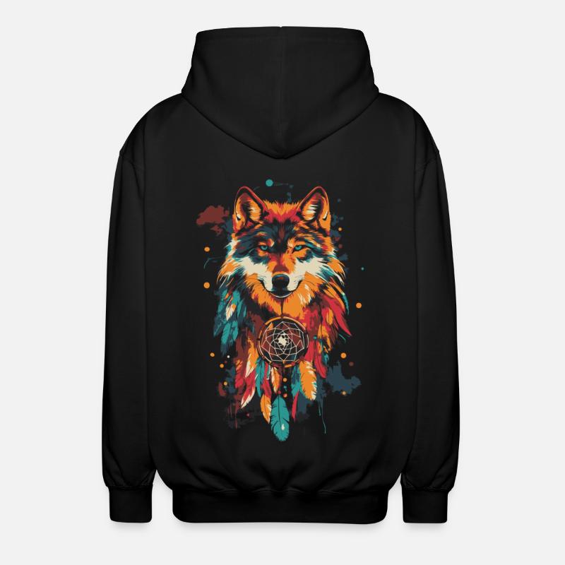 Wolf Traumfänger - Unisex Kapuzenjacke - Schwarz