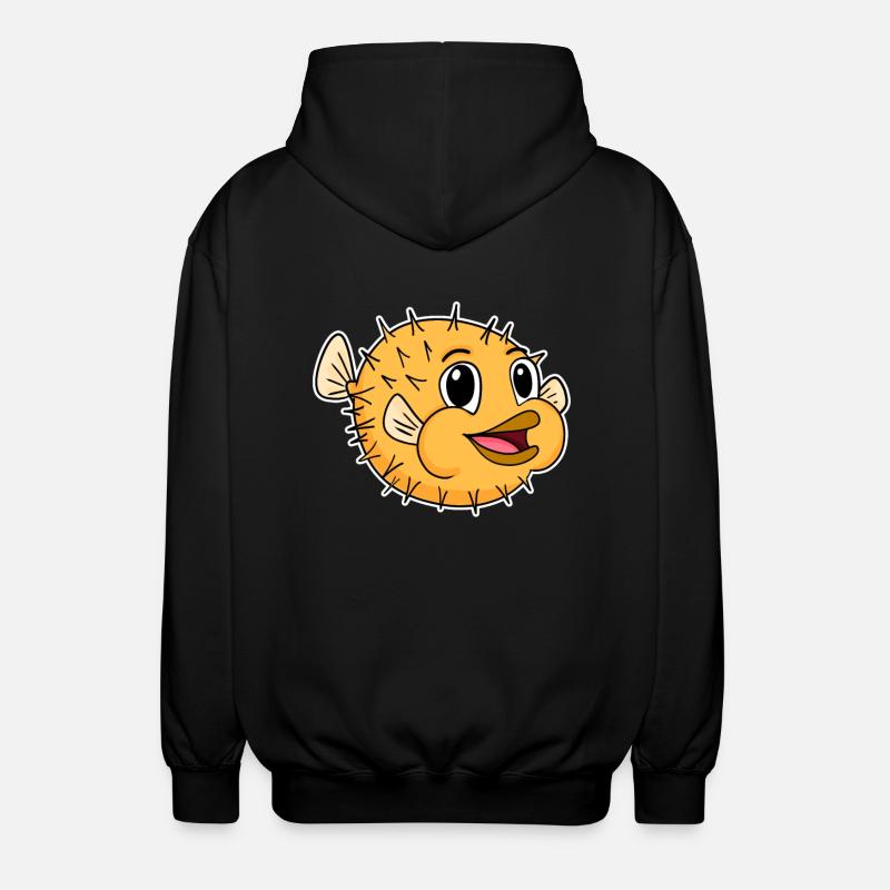Hedgehog fish fish - Unisex Hooded Jacket - black