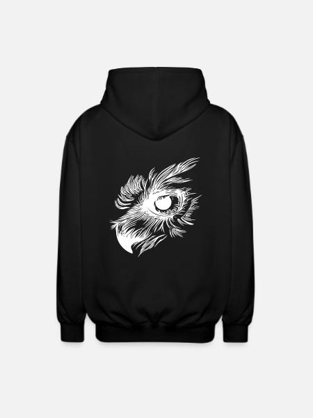 Owl beak - owl eye - Unisex Hooded Jacket - black