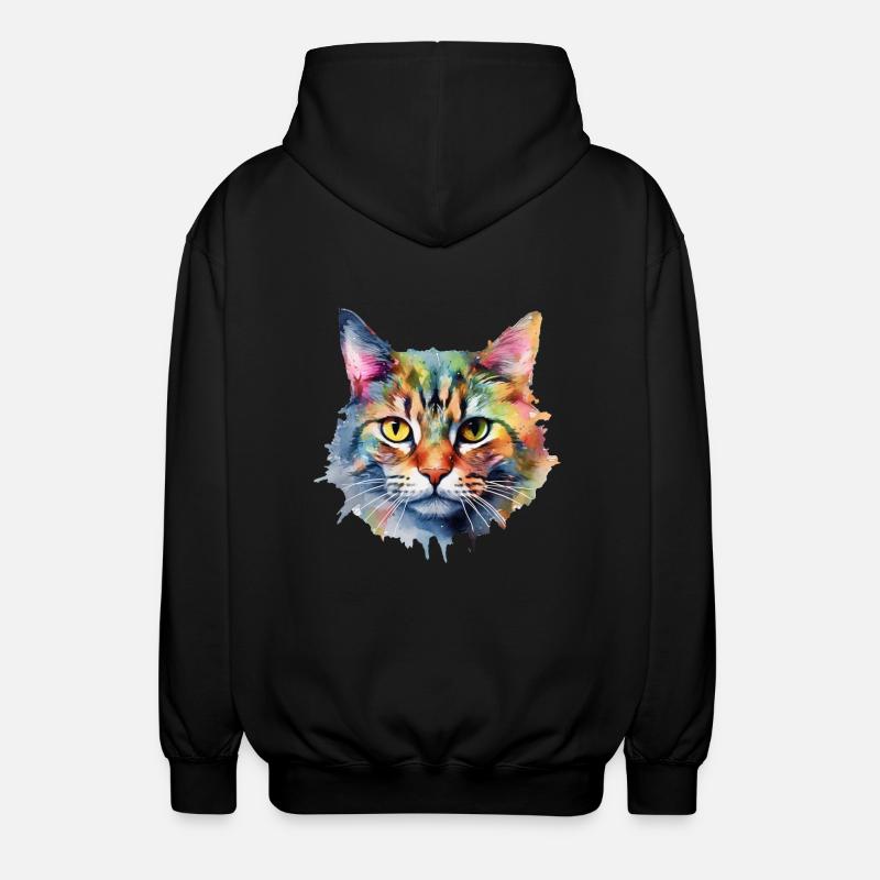 Cat - Unisex Hooded Jacket - black