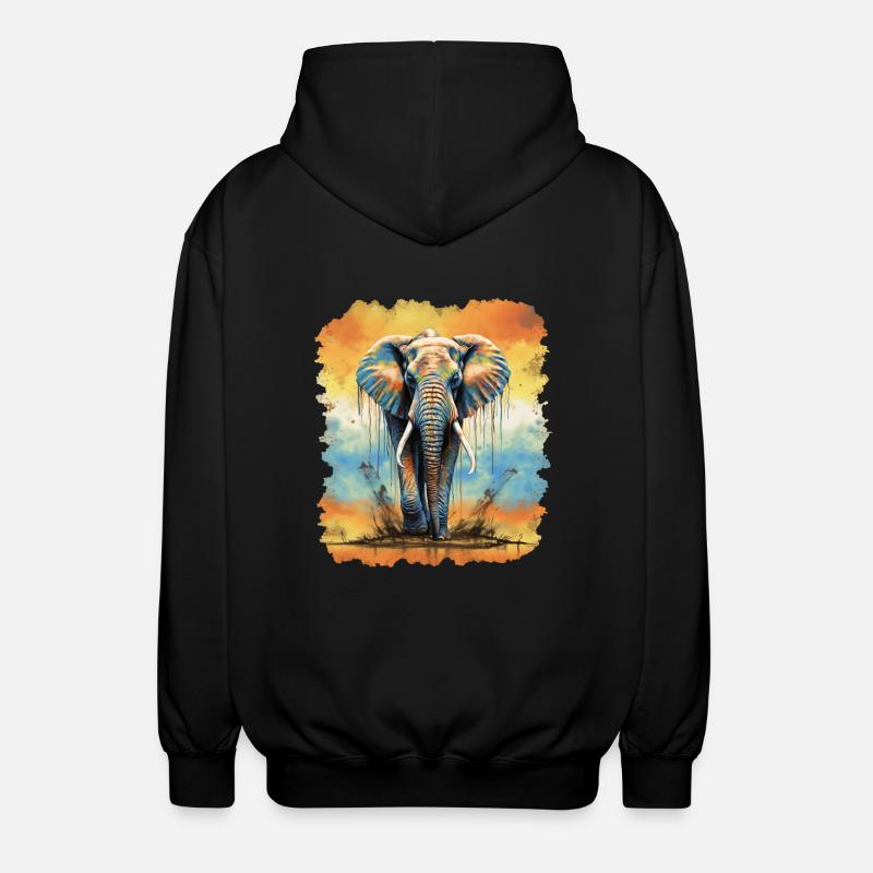Elefant - Unisex Kapuzenjacke - Schwarz