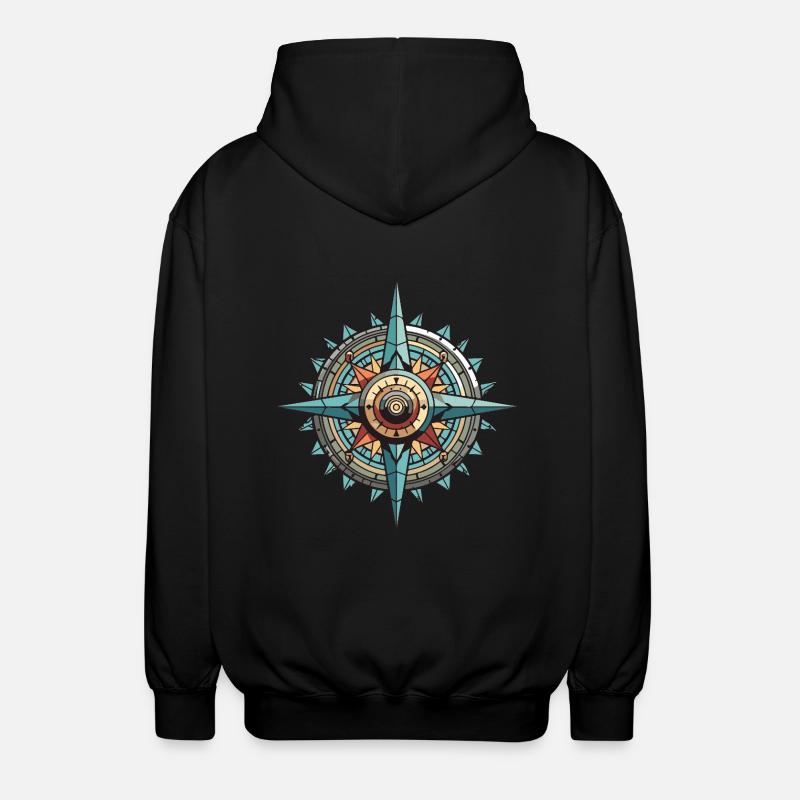 Kompass Reise - Unisex Kapuzenjacke - Schwarz