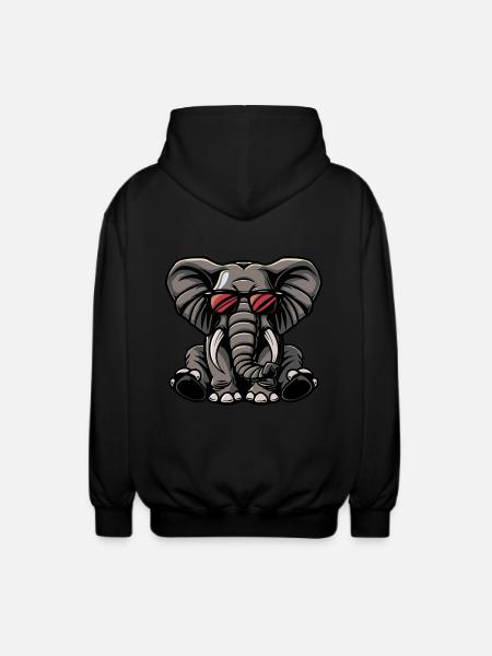 Elefant Cool Tier - Unisex Kapuzenjacke - Schwarz