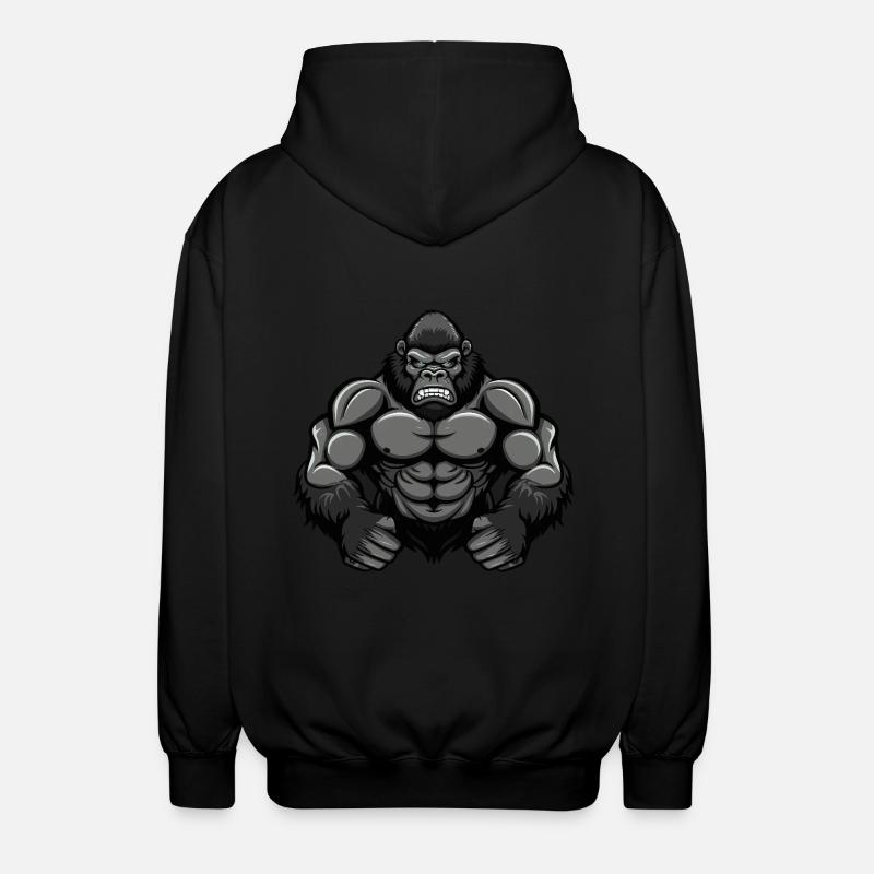 Musculation Gorilla Muscles Musculation - Veste à capuche unisexe - noir
