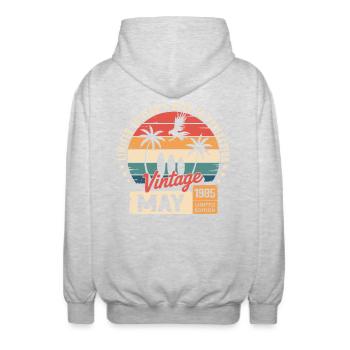 Special anniversary with this design May 1985 - Unisex Hooded Jacket - light heather grey - Back - AI Model Male 185 light (185cm)