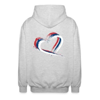 Drapeau de la Serbie - Veste à capuche unisexe - gris clair chiné - Dos - AI Model Male 185 light (185cm)