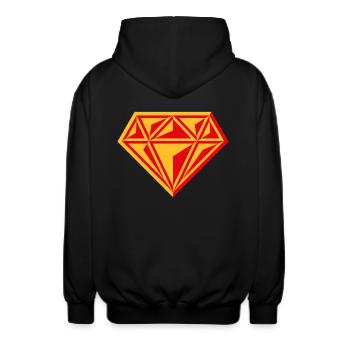 Diamant (pierre précieuse / brillant / symbole / rouge / 2C) - Veste à capuche unisexe - noir - Dos - AI Model Male 185 light (185cm)