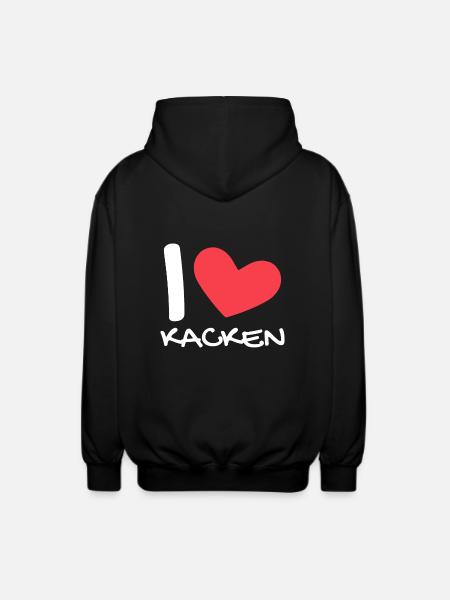 I love kacken - Unisex Kapuzenjacke - Schwarz