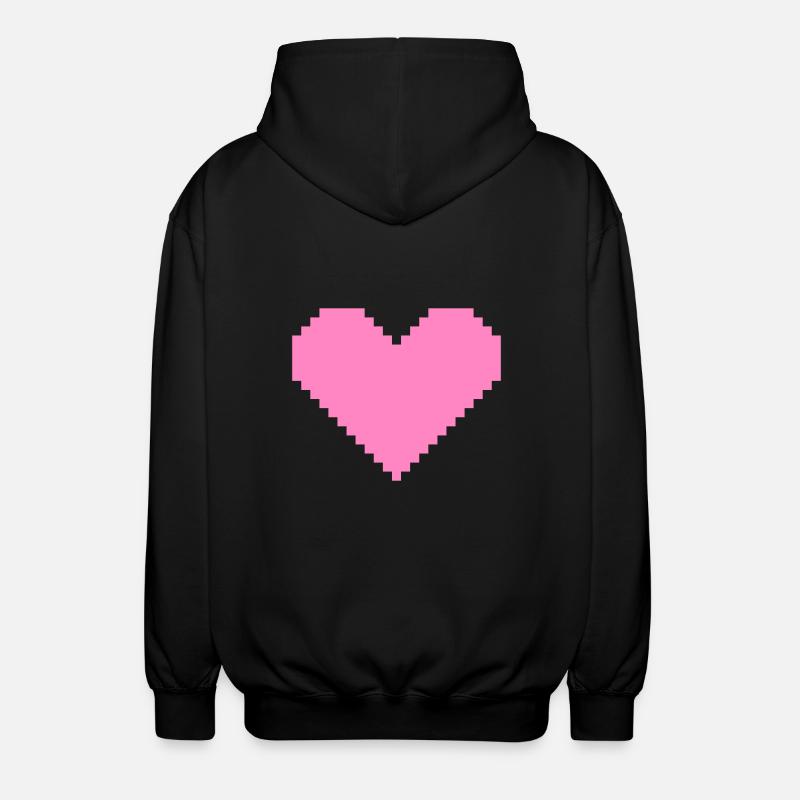 Herz Pixel Rosa - Unisex Kapuzenjacke - Schwarz