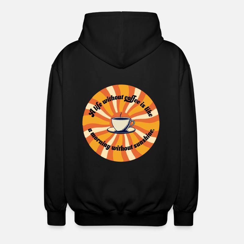Kaffee Sonne - Unisex Kapuzenjacke - Schwarz