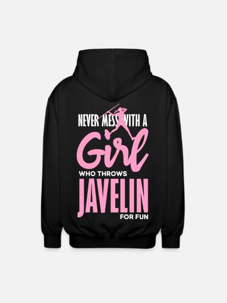 Javelin thrower with fun statement - Unisex Hooded Jacket - black